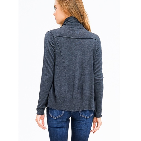 NWT Premium Drape Collar Ribbed Knit Cardigan - Picture 6 of 6